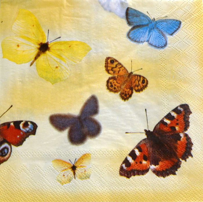 Ubrousek 33x33 cm - motýli žlutá