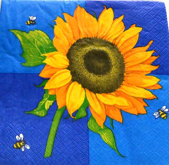 Ubrousek 33x33 cm - slunečnice a včelky