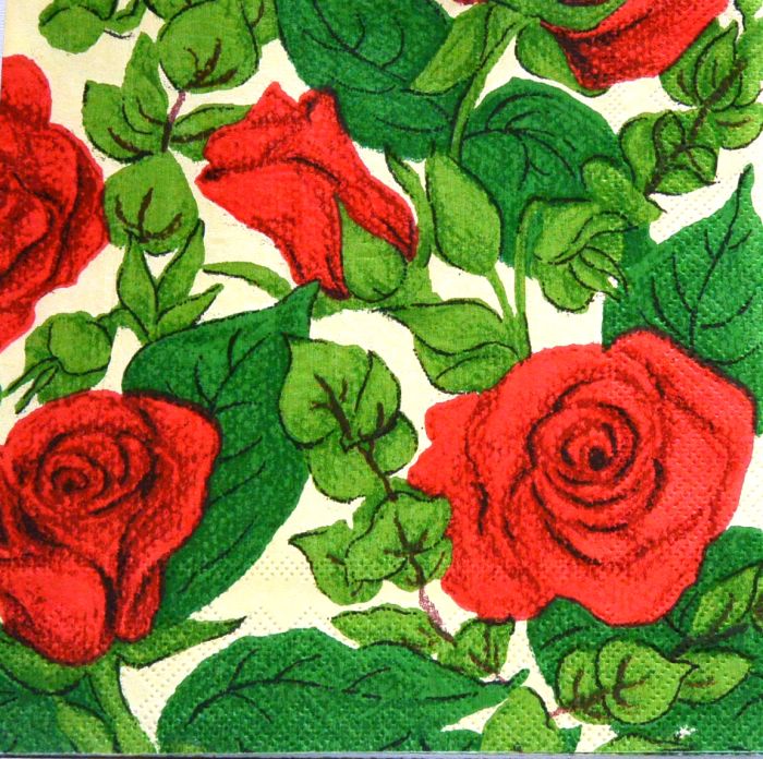Ubrousek 33x33 cm -červené  růže