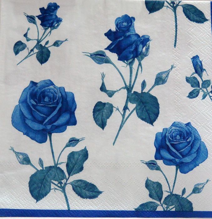Ubrousek 33x33 cm - stonky modrých růží