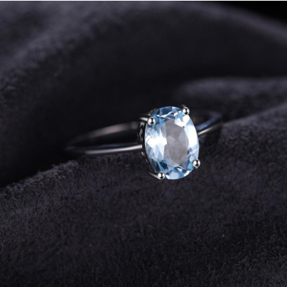 Stříbrný prsten s modrým Topazem  925/1000