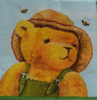 Ubrousek 33x33 cm - medvěd s kloboukem