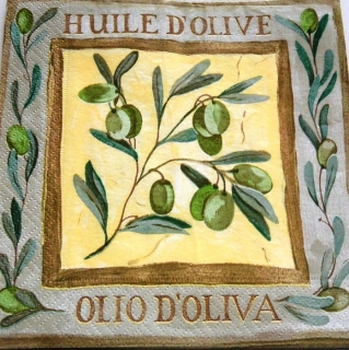 Ubrousek 33x33 cm - olivy - v rámečku