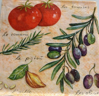 Ubrousek 33x33 cm - olivy - s rajčaty