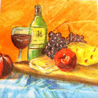 Ubrousek 33x33 cm - víno, rajče, sýr