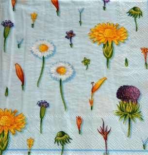 Ubrousek 33x33 cm - stonky s květy - modrá