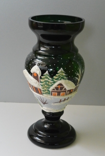 Váza, ručně malované sklo - VÁNOCE