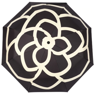 Dámský skládací deštník  - černo bílá květina