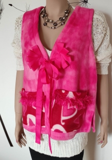 Růžová fleecová vesta