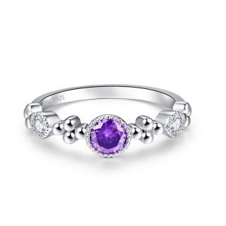 Stříbrný prsten Chloe s Ametystem  925/1000 