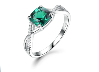 Smaragdový prsten Isis se zirkony AAA, 925/1000  