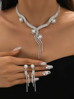 Štrasový náhrdelník s náušnicemi